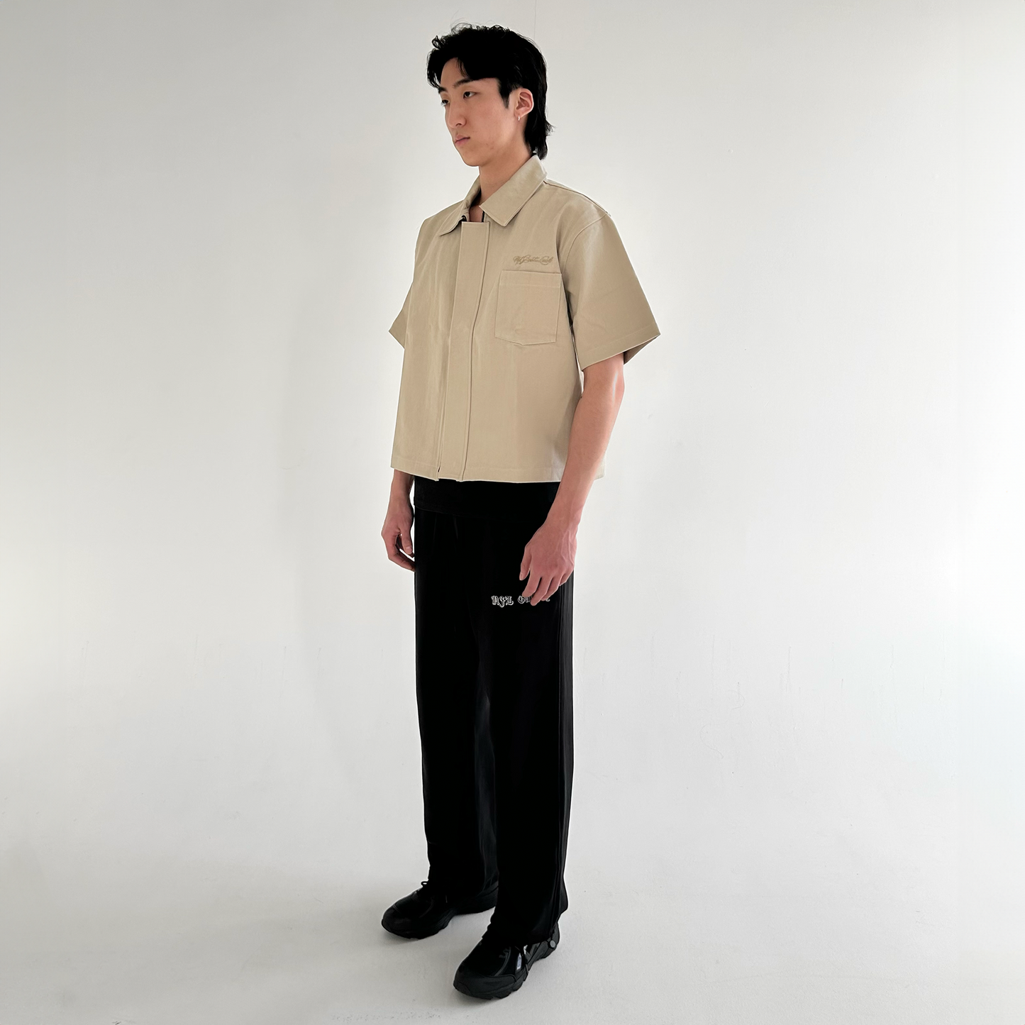 DENIM ZIP OVERSHIRT - BEIGE