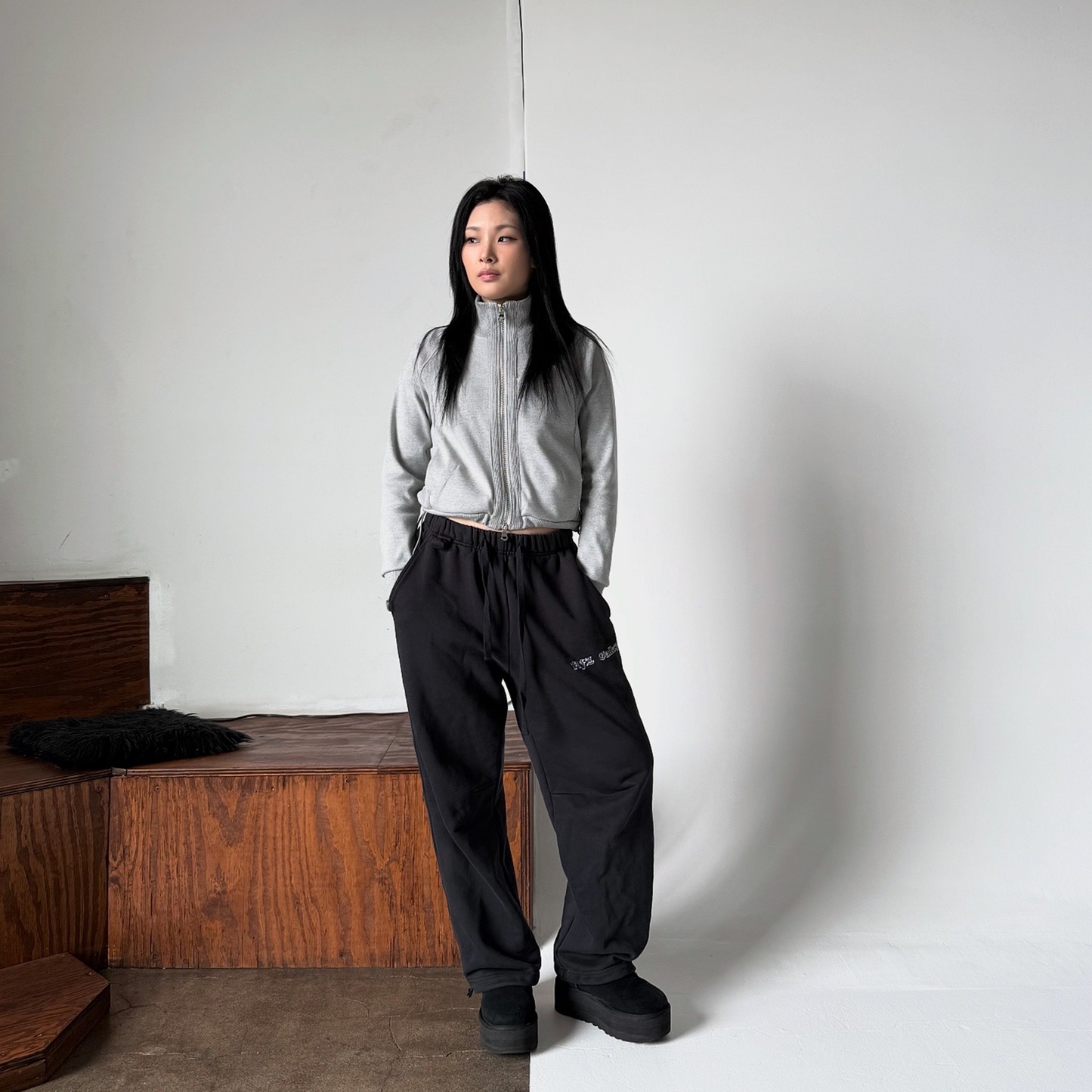 RIBBED TRACK JACKET - GREY (WOMENS)