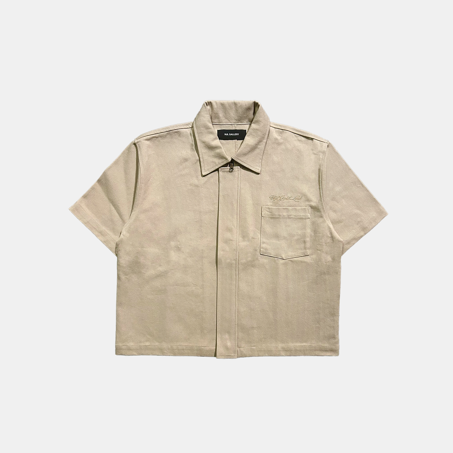 DENIM ZIP OVERSHIRT - BEIGE