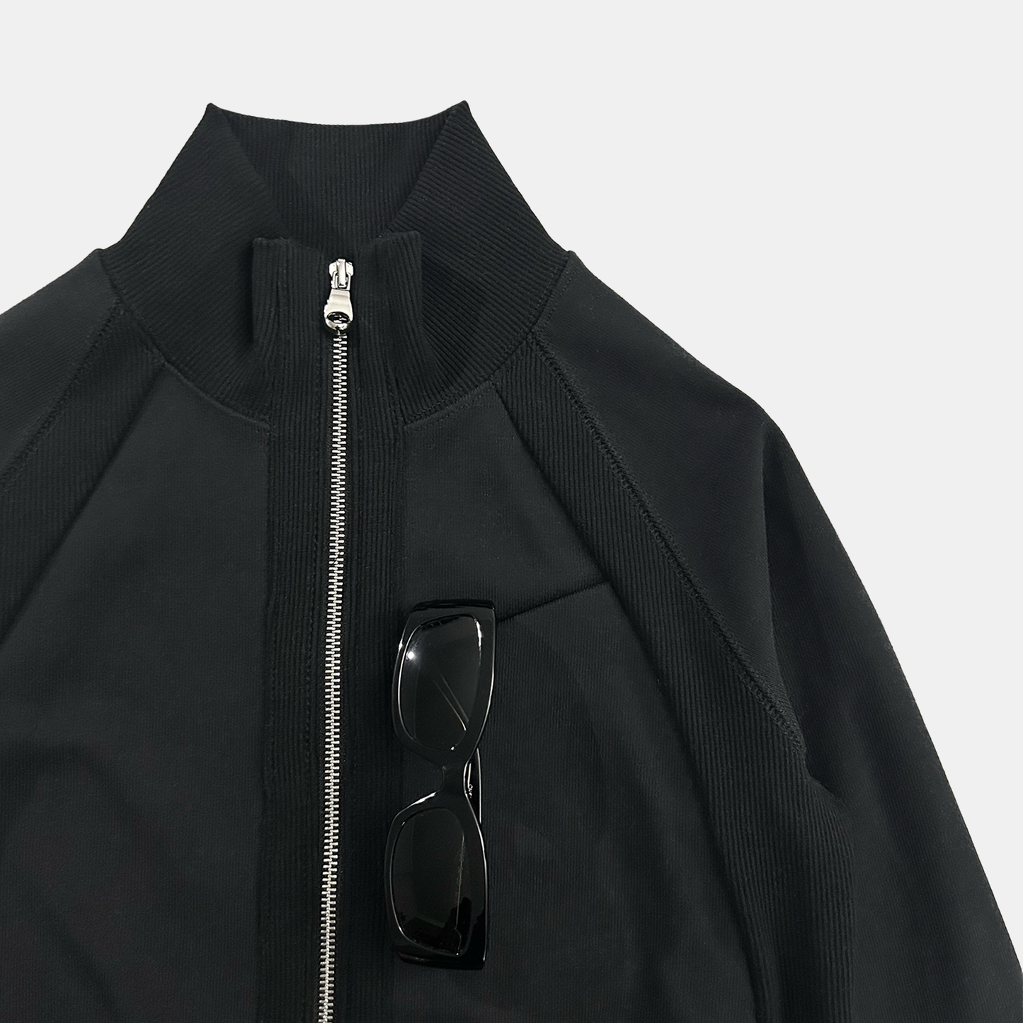 RIBBED TRACK JACKET - BLACK (WOMENS)
