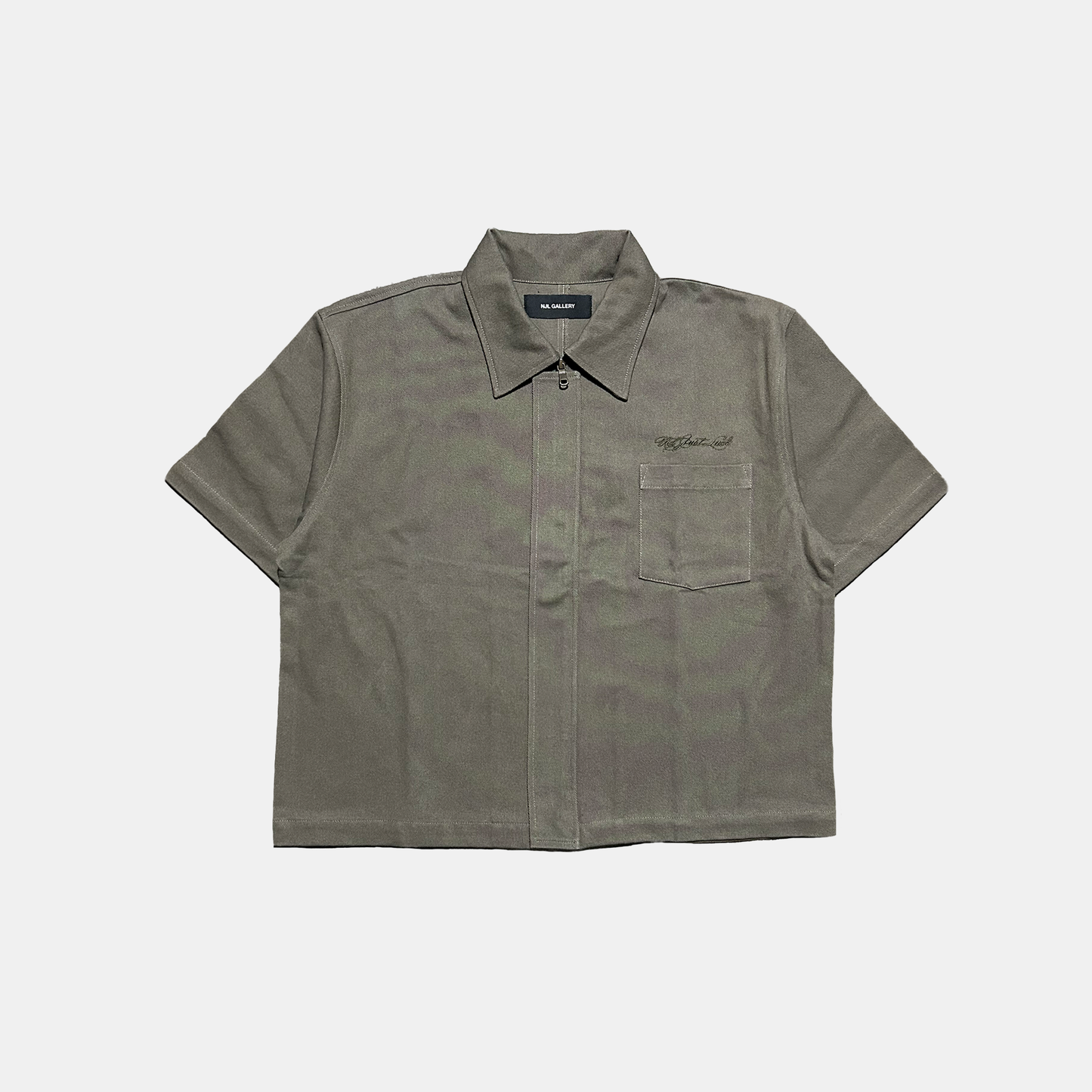 DENIM ZIP OVERSHIRT - DEEP GREEN