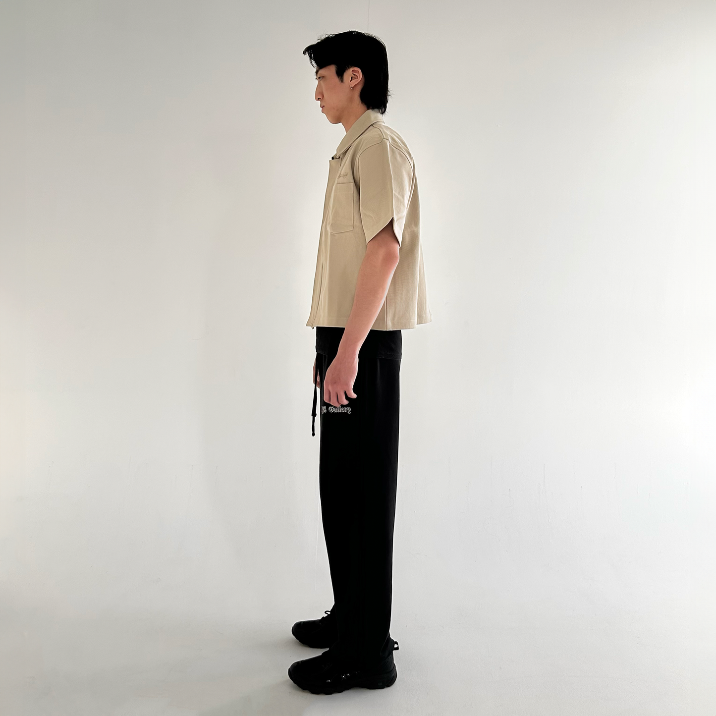 DENIM ZIP OVERSHIRT - BEIGE