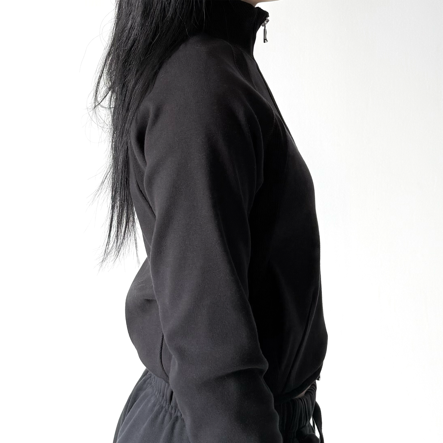 RIBBED TRACK JACKET - BLACK (WOMENS)
