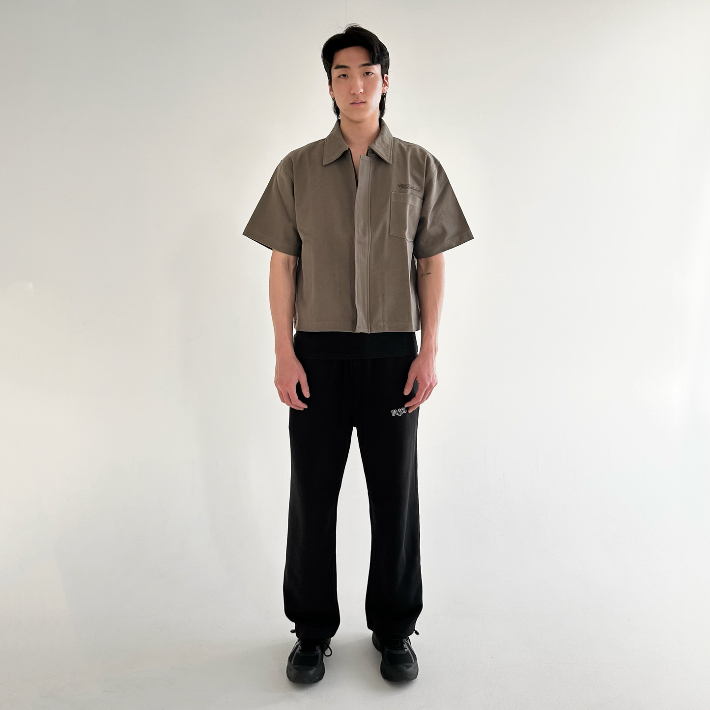 DENIM ZIP OVERSHIRT - DEEP GREEN