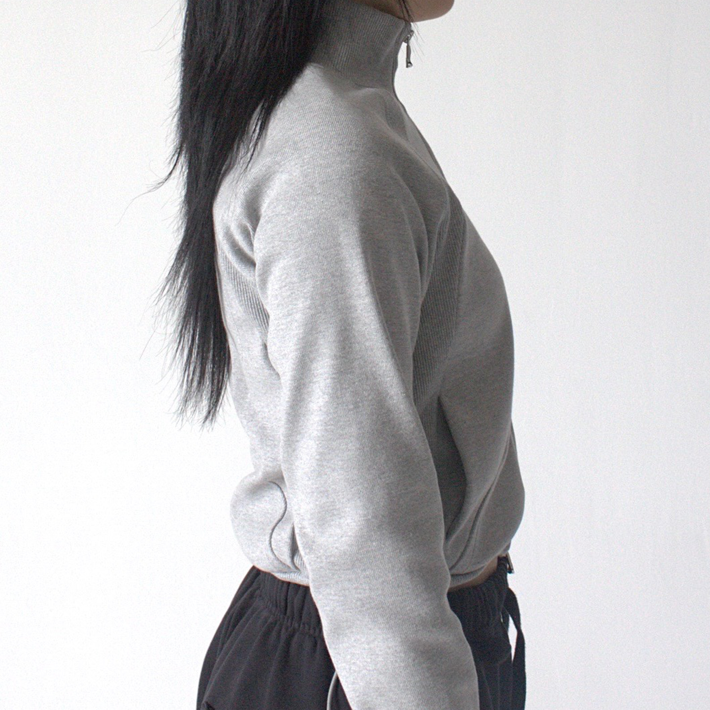 RIBBED TRACK JACKET - GREY (WOMENS)