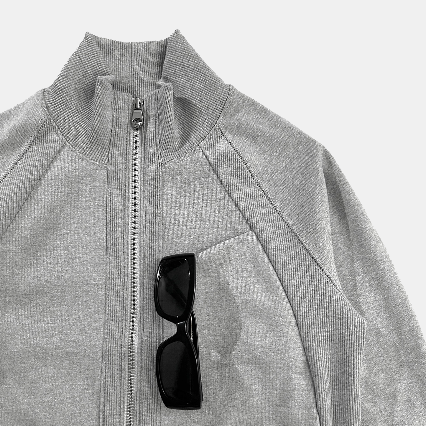 RIBBED TRACK JACKET - GREY (WOMENS)