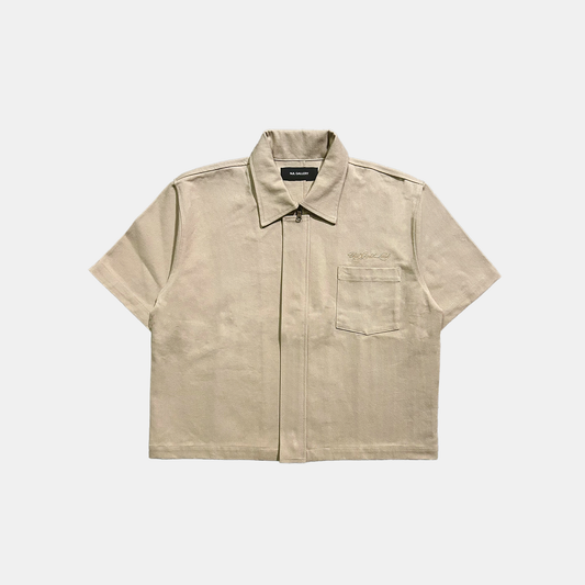 DENIM ZIP OVERSHIRT - BEIGE