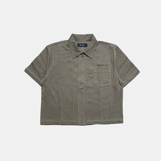 DENIM ZIP OVERSHIRT - DEEP GREEN