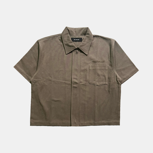 DENIM ZIP OVERSHIRT - DEEP GREEN