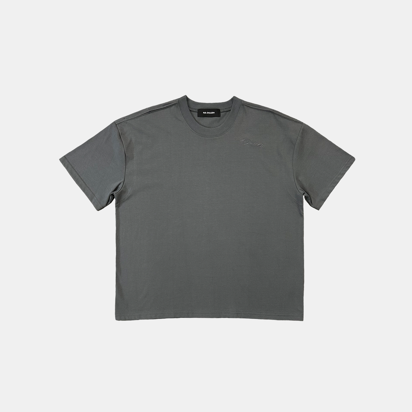 SIGNATURE EMBROIDERED TEE - GREY