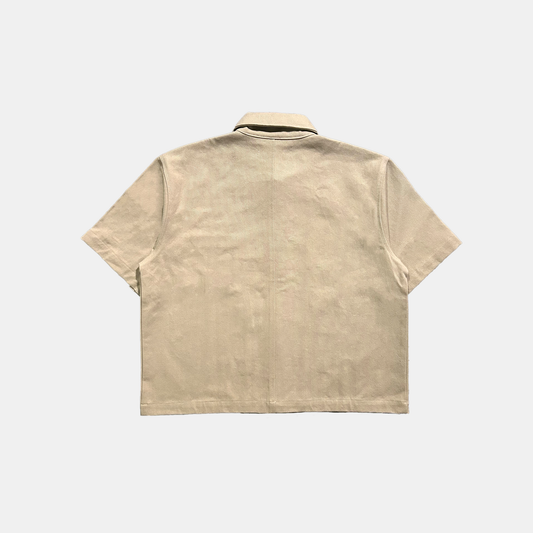 DENIM ZIP OVERSHIRT - BEIGE
