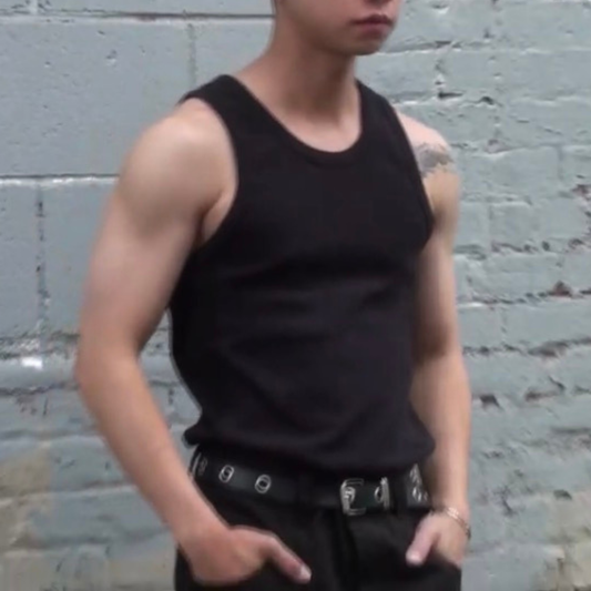 PANELED TANK TOP - BLACK
